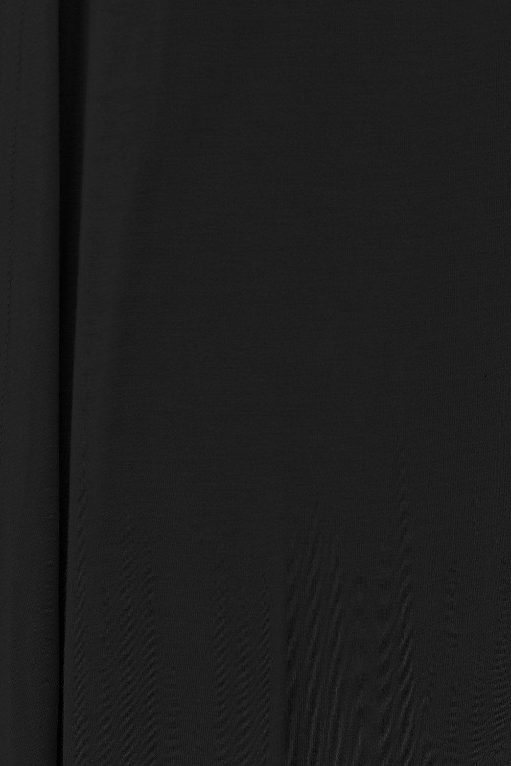 The Basic Bae Full Size Open Front Long Sleeve Cardigan features a smooth black fabric with subtle draping. Made from a slightly stretchy rayon spandex blend, the cardigan has a soft and slightly textured surface, with gentle folds that create a uniform, dark appearance ideal for achieving a basic style.