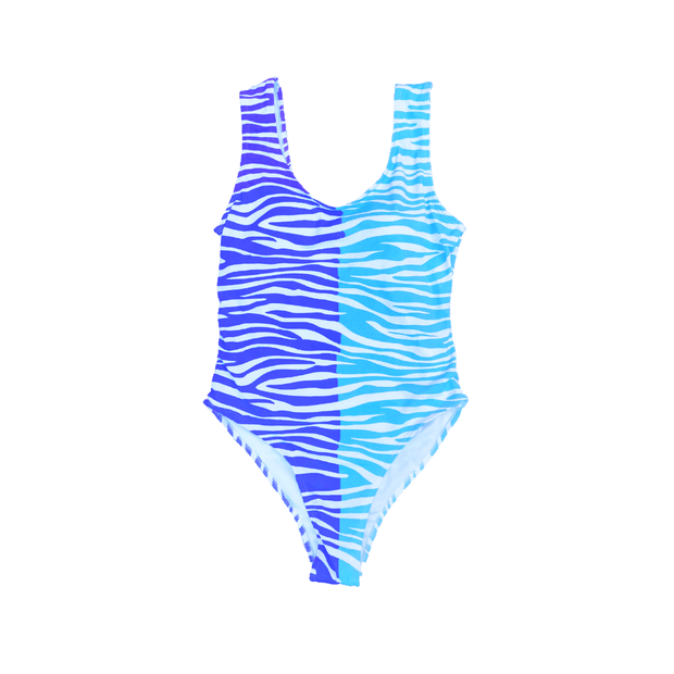 Color Changing Zebra Print Adult One Piece Swimsuit- Kameleon Swim