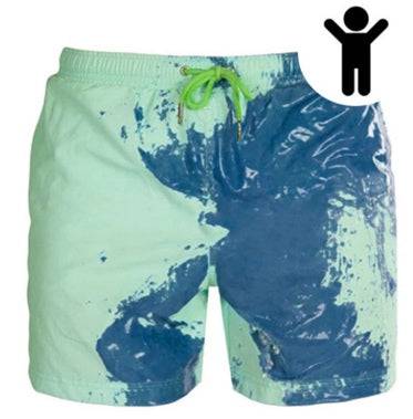 Kids Color Changing Shorts and Swim Trunks SeaFoam - Kameleon Swim 