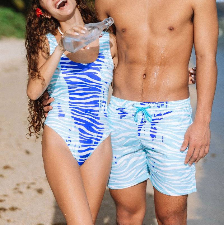 Color Changing Zebra Print Adult One Piece Swimsuit with Partner- Kameleon Swim